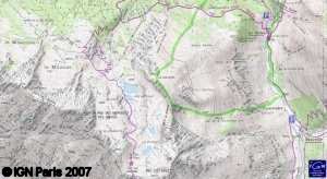 carte de randonnée aux lacs de pétarel