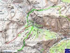 carte de randonnée sur le plateau de Sestrière